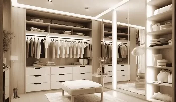 White Beige Dressing Room Home Renovation