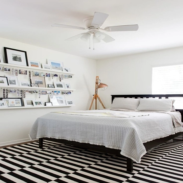 black and white carpet bedroom