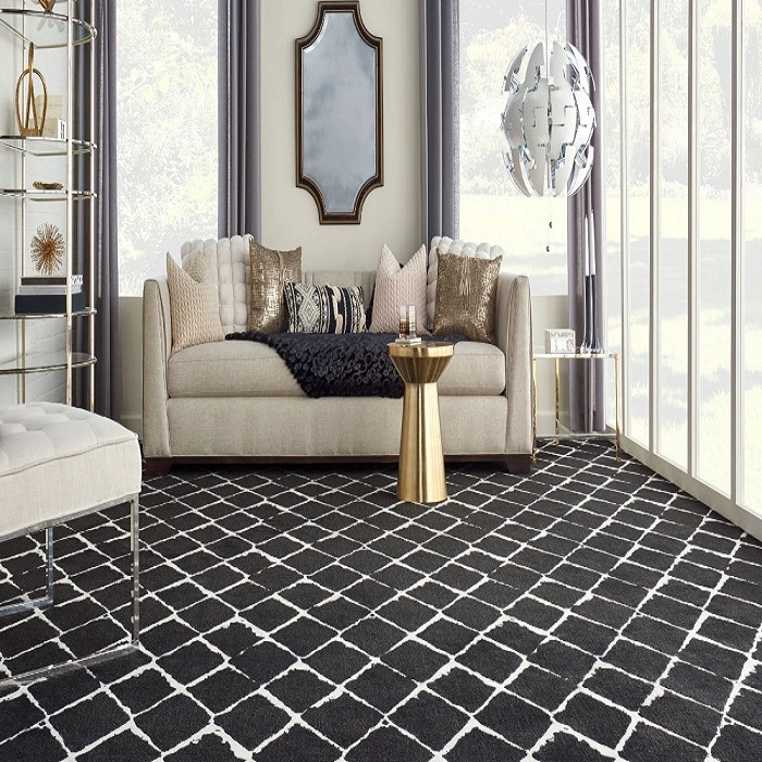 black and white carpets living room