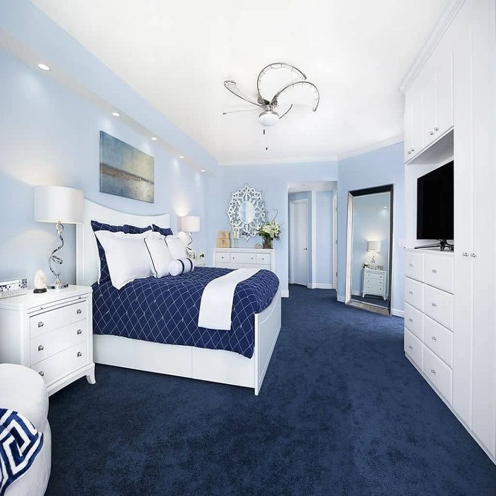 blue carpets bedroom