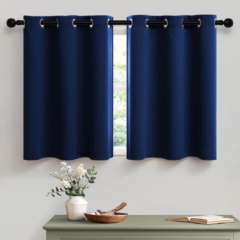 blue curtains for kitchen