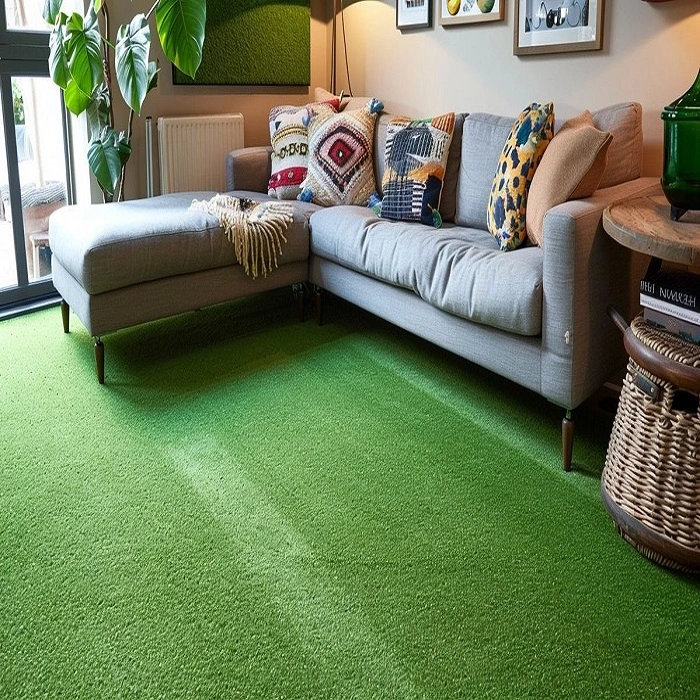 green carpet living room