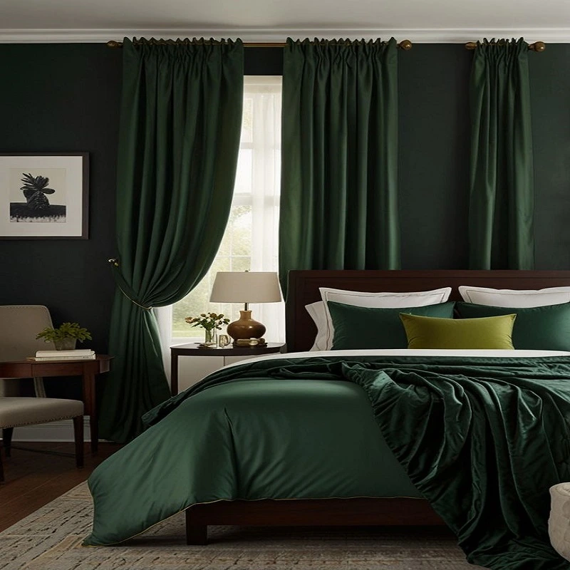 green curtains for bedroom