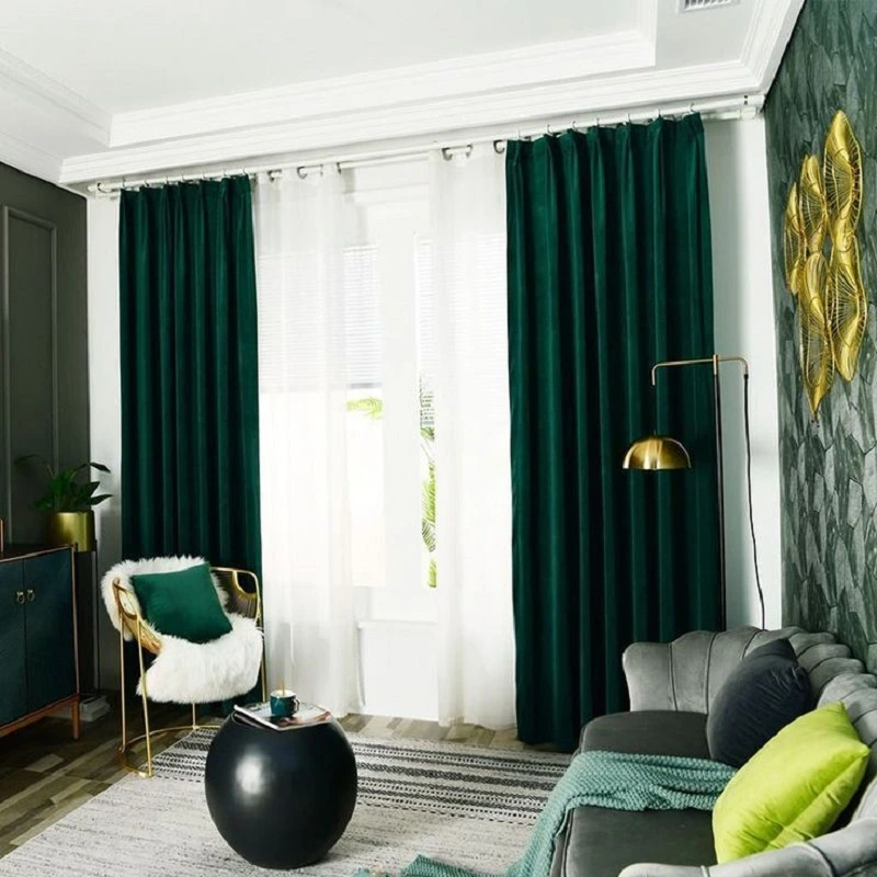 green curtains for living room