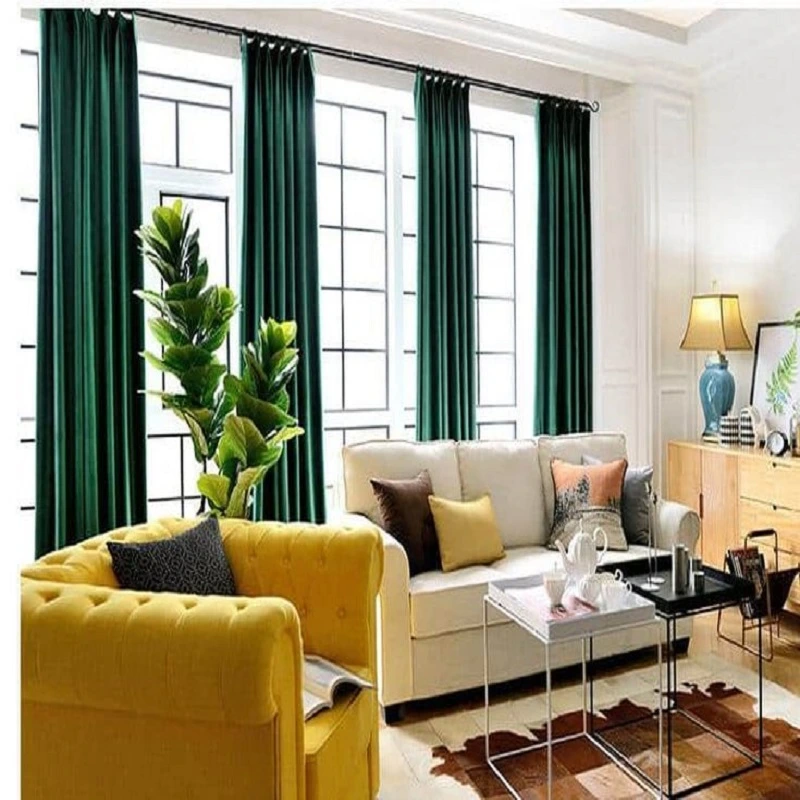 green curtains for sofa room