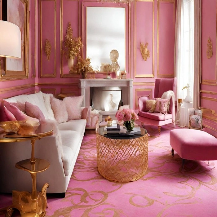 pink carpet living room