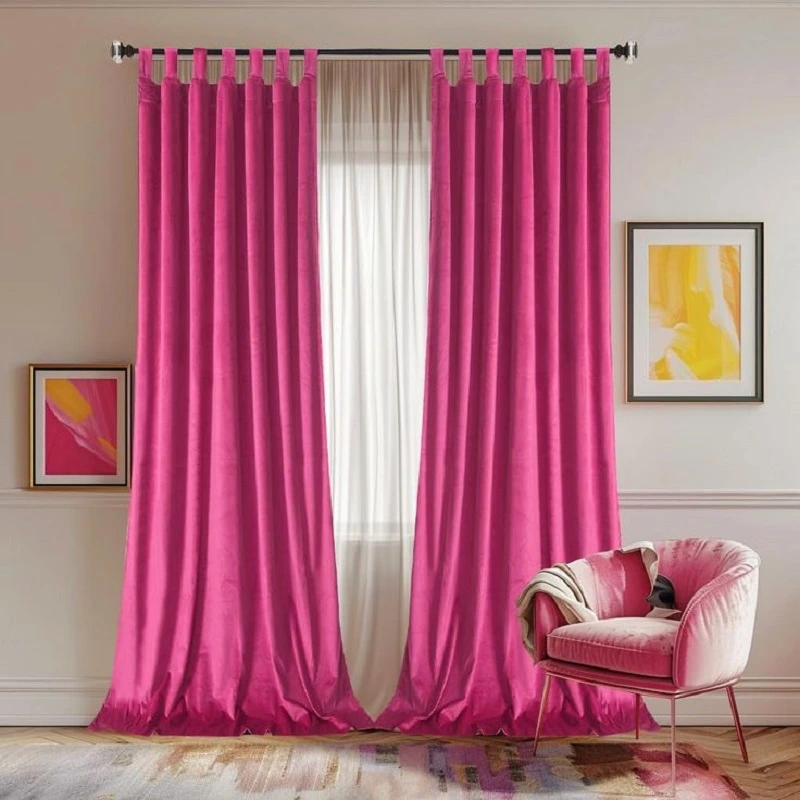 windows pink curtains