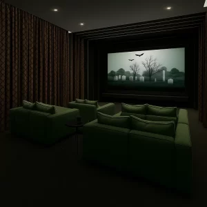 Eyelet Curtains in Theater Room