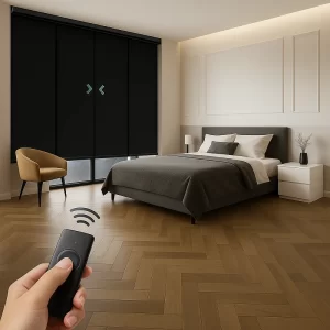 Motorized Blinds in Bedroom