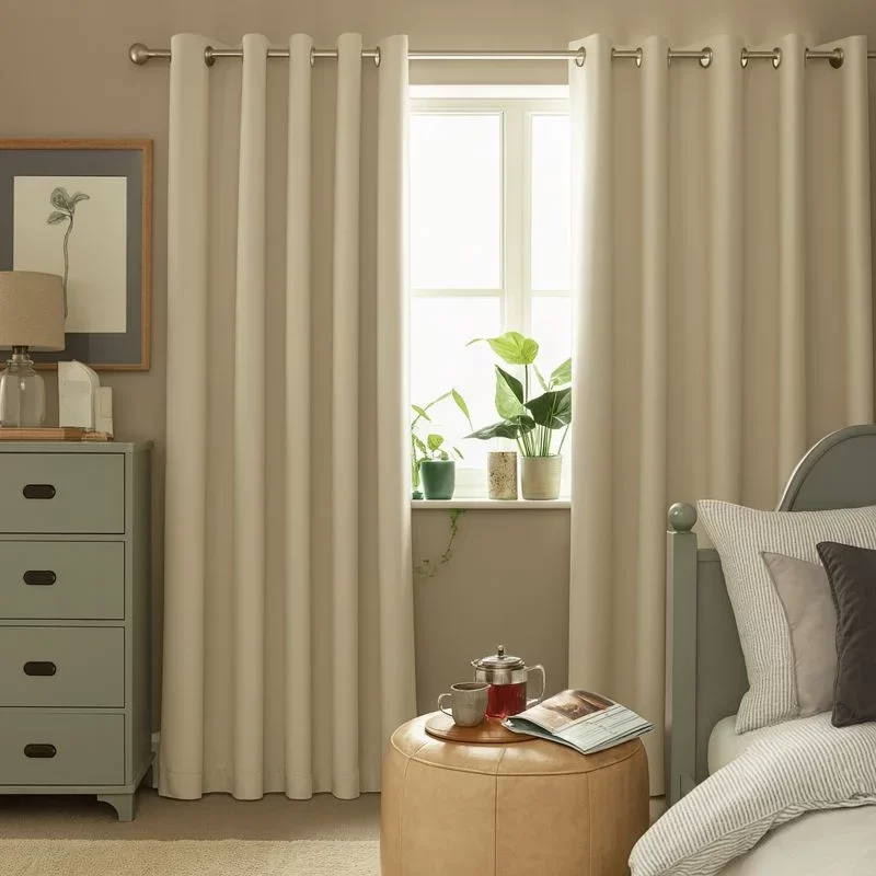 Beige Curtains [Beige Eyelet Curtains]