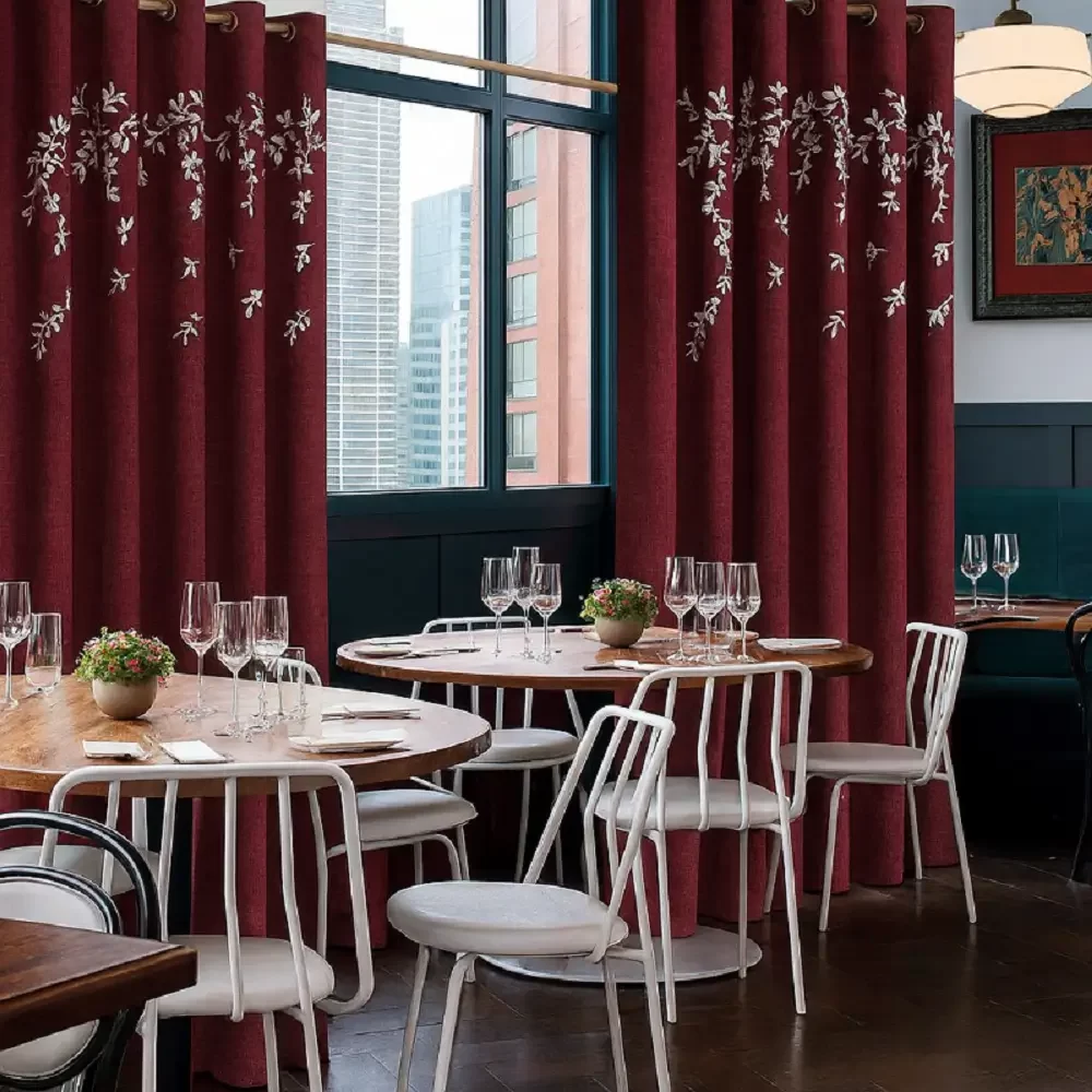 Burgundy Blackout Curtains Commercial