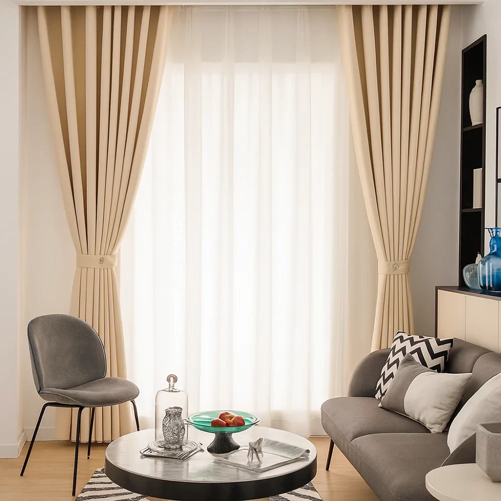 Cream Blackout Curtains Residential