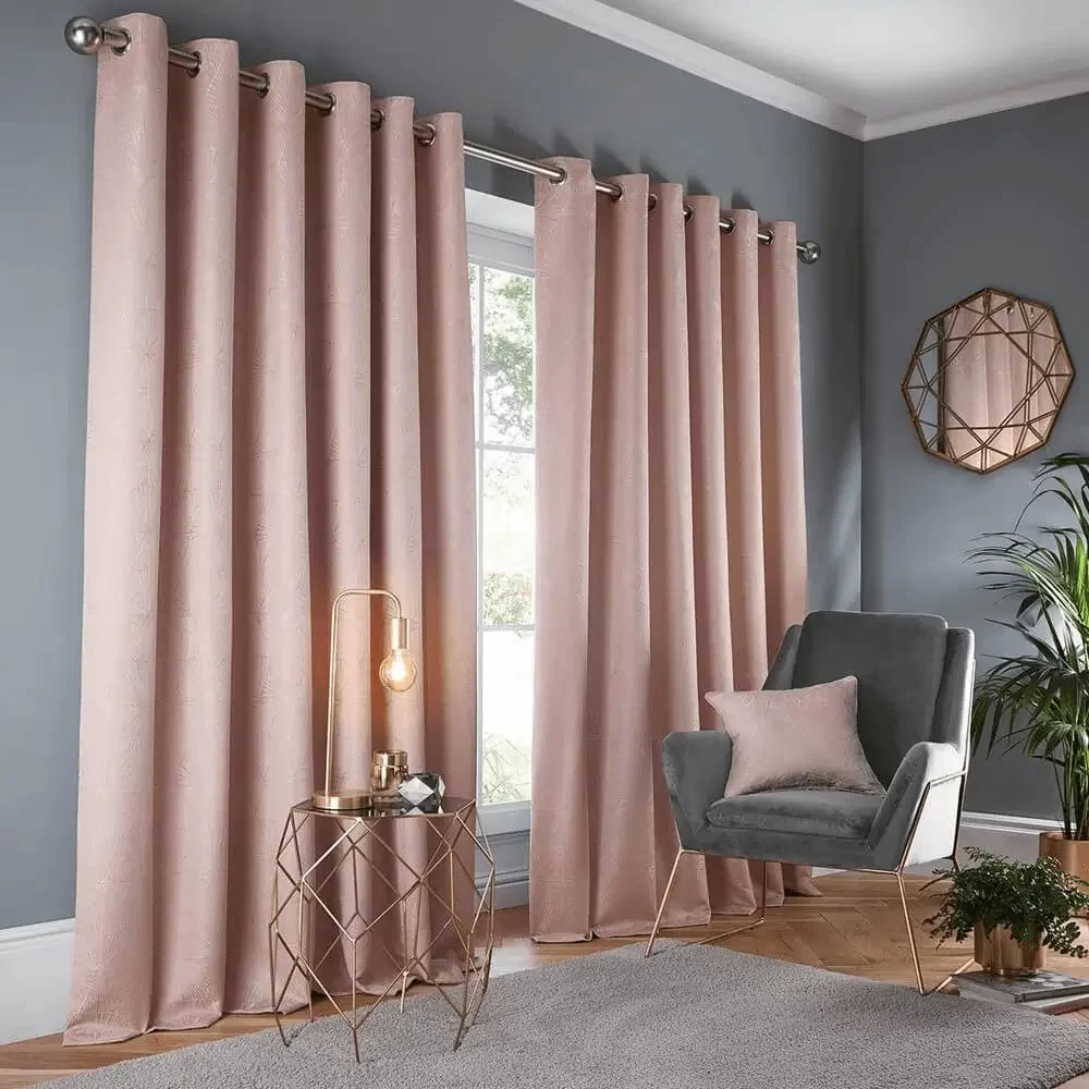 Eyelet Curtains pink Peach Color