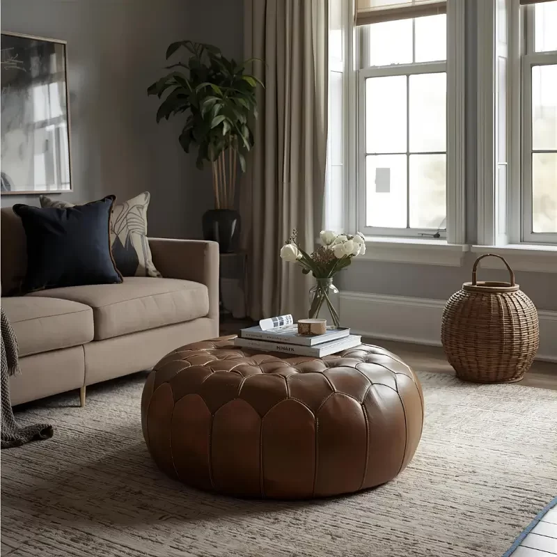 Leather Pouf Ottomans