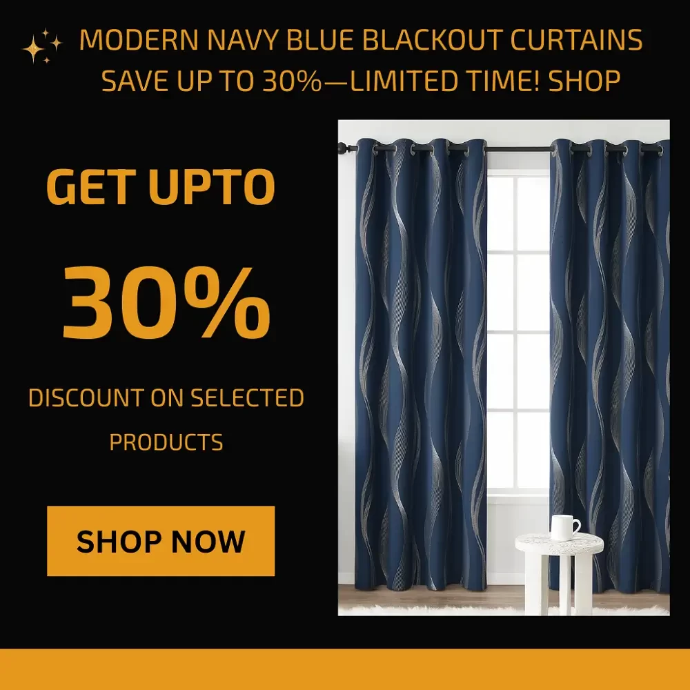 Modern Navy Blue Blackout Curtains