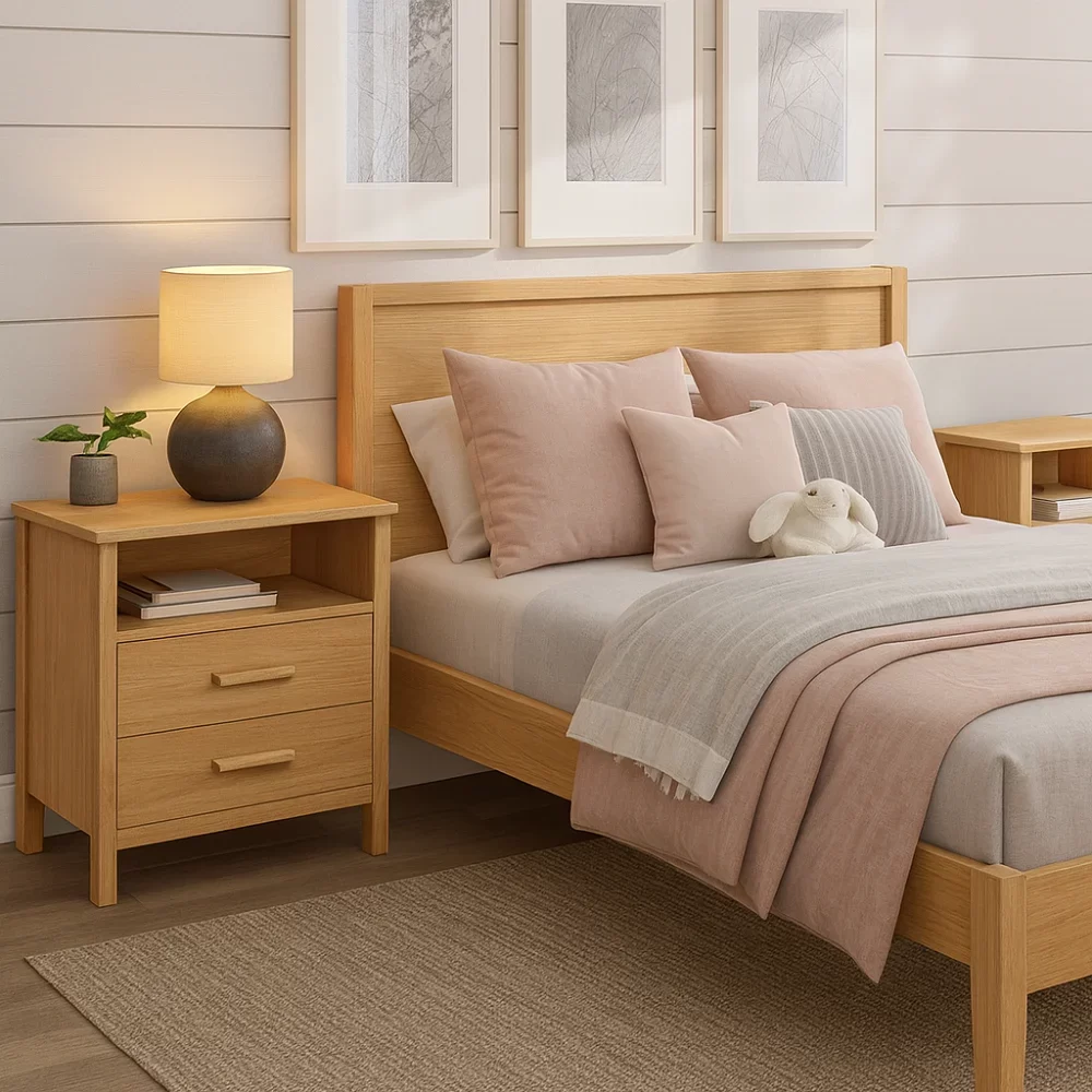 Oak Wood Nightstand Commercial