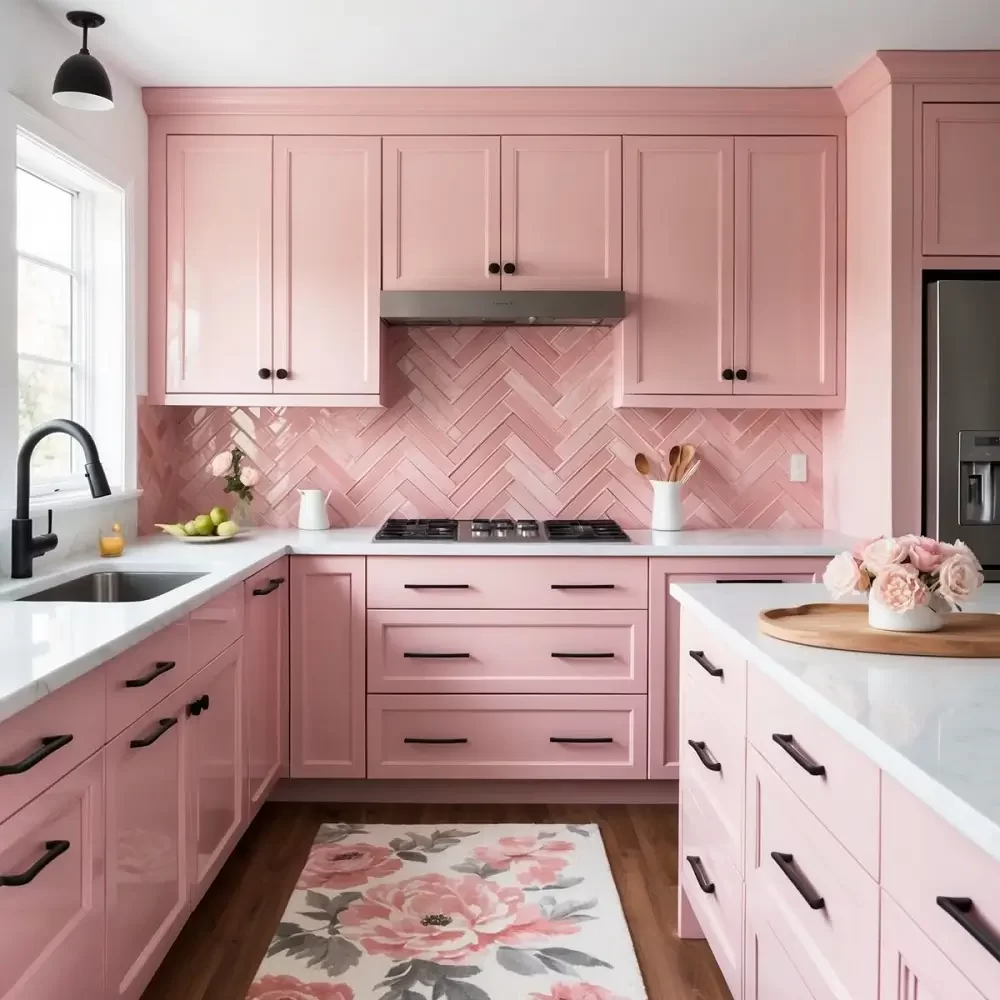 Pink Modern Kitchen Renovation