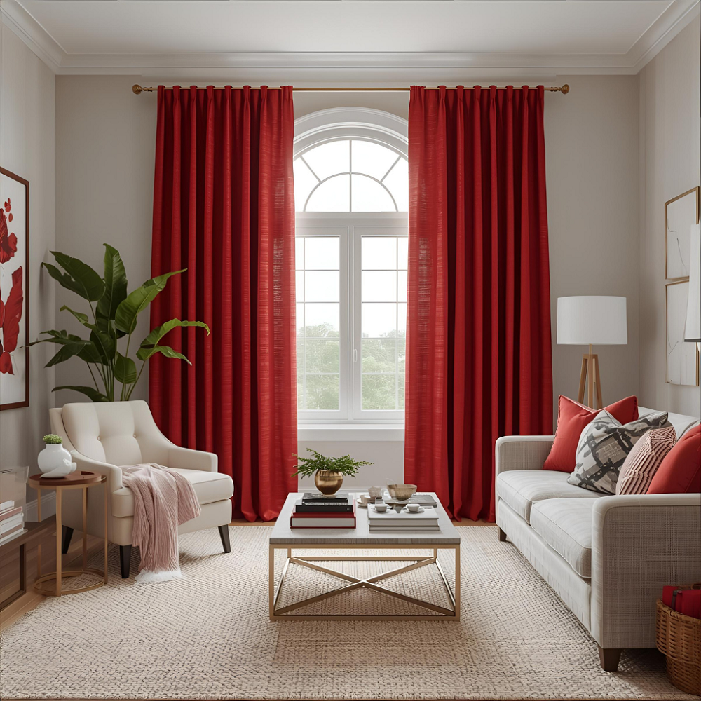 Residential Red Curtains