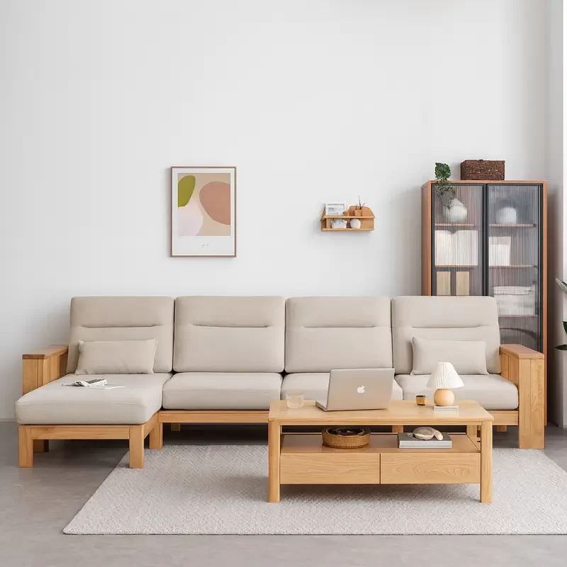 Sectional Oak Wood Sofa