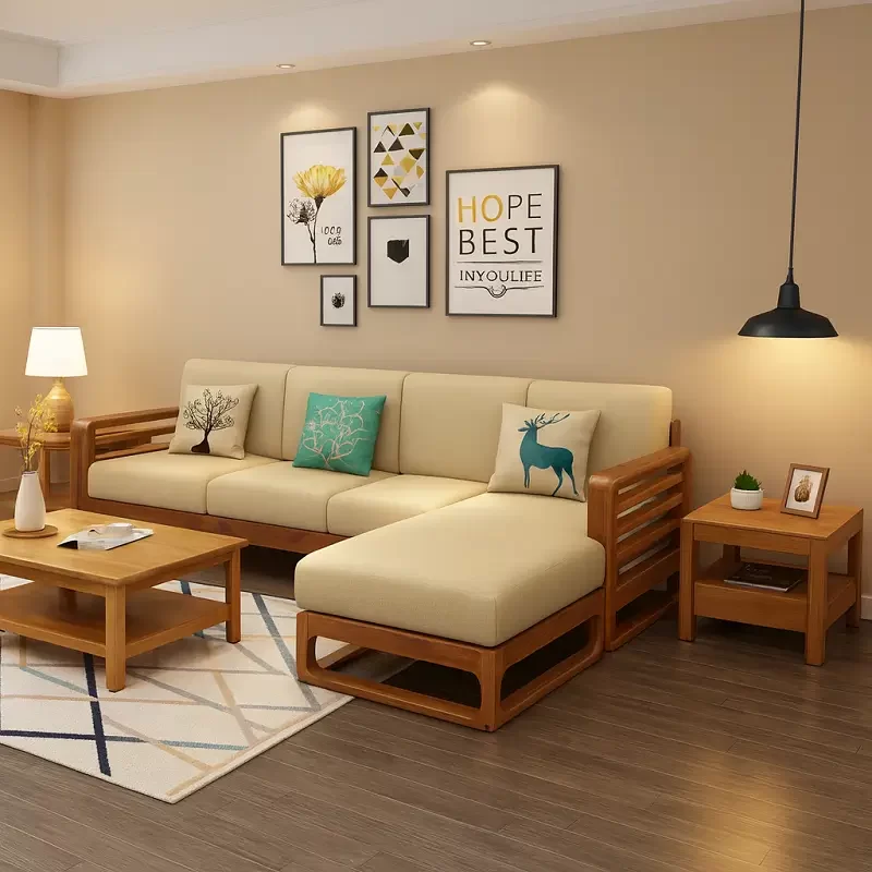 Teak wood sectional sofa