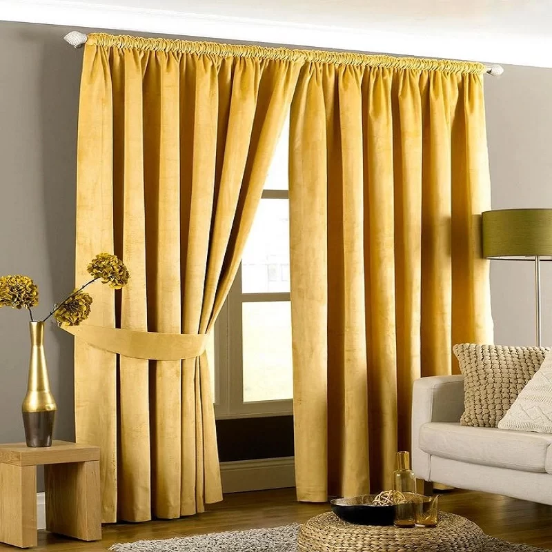 gold curtains windows