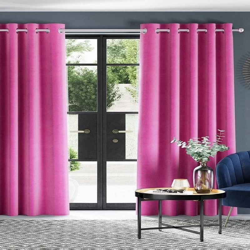 velvet pink curtains