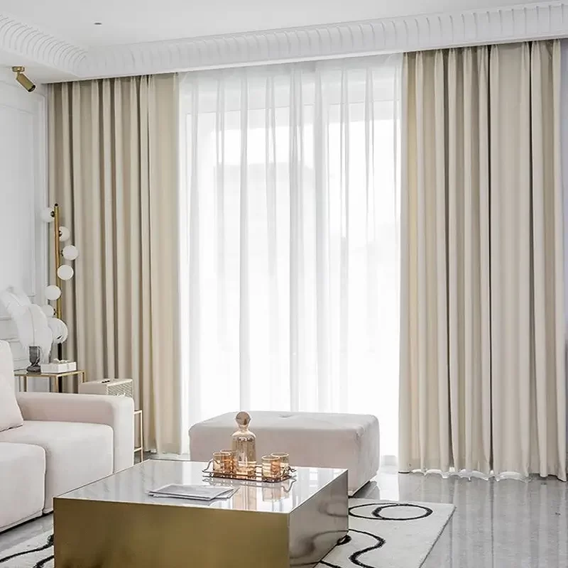 windows beige curtains