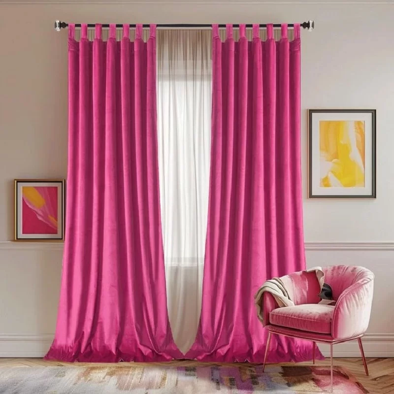 windows pink curtains